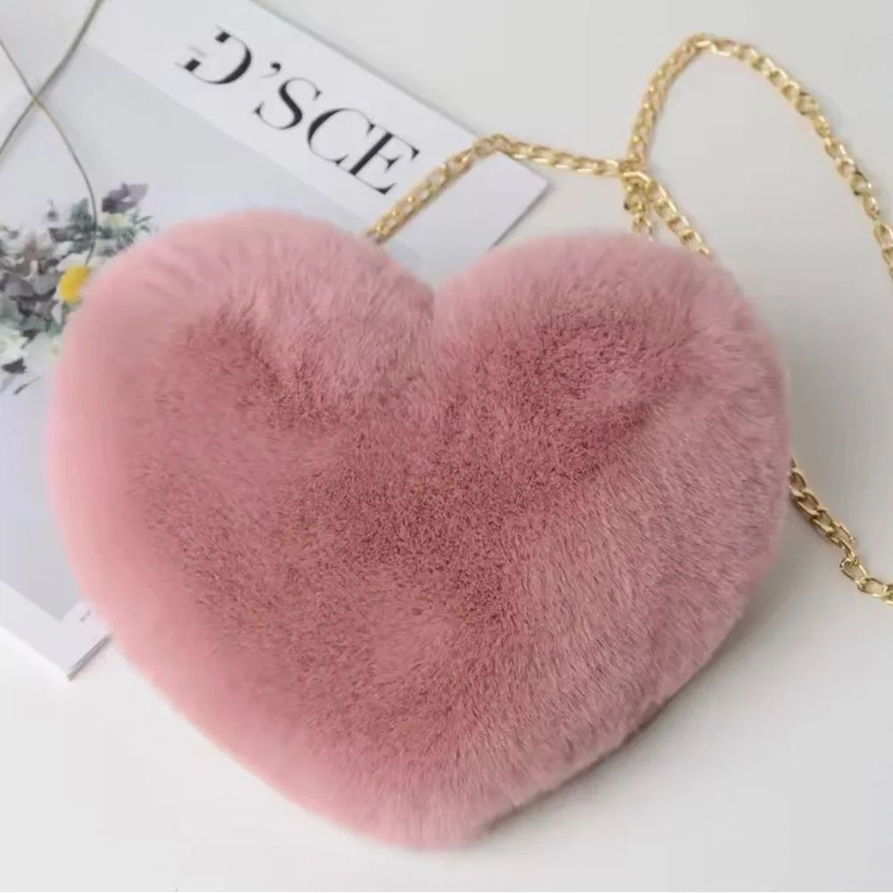 NEW Small Plush Heart Crossbody Bag *Pink*